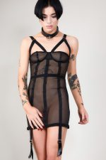 Robe harnais en mesh ALINE avec Porte-Jarrettelles