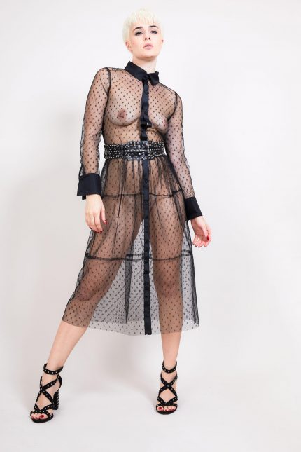 Robe noire en tulle transparent EMY