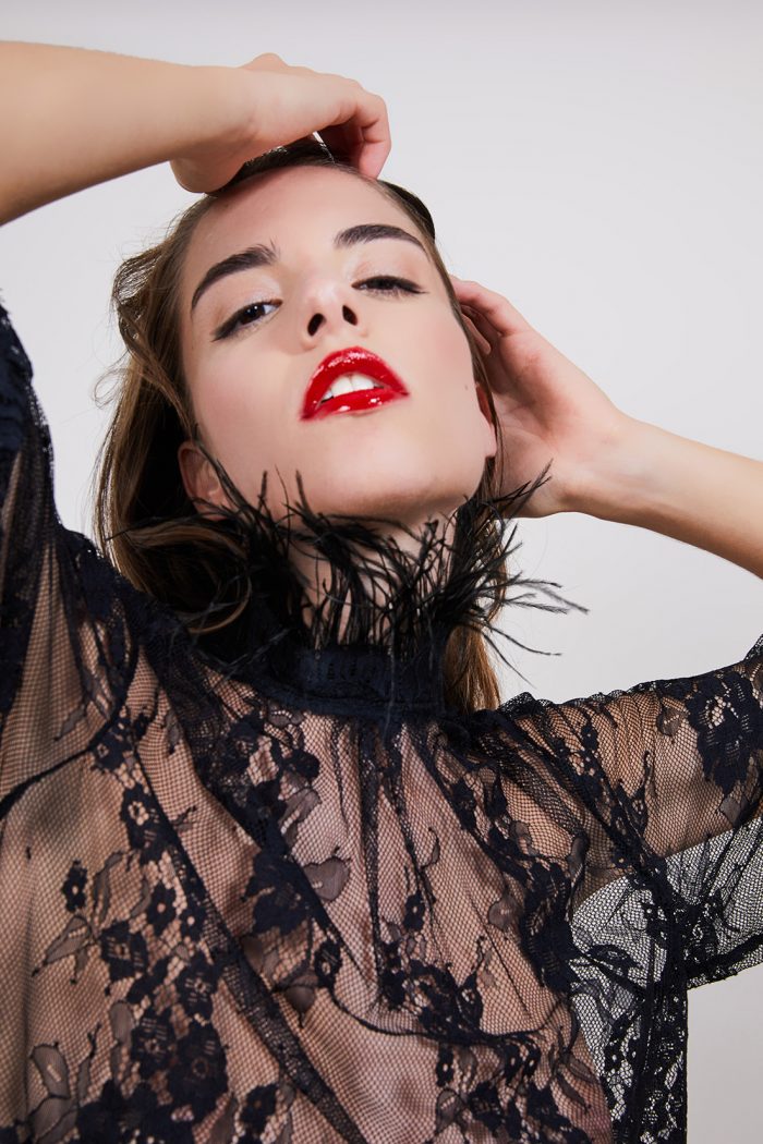 Top noir FEATHER SHIRT Black x Mondin – Image 9
