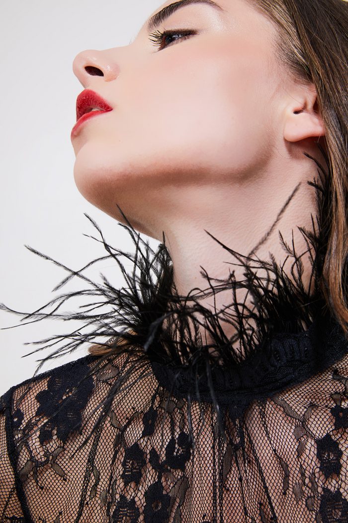 Top noir FEATHER SHIRT Black x Mondin – Image 4