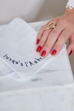 Mouchoir brodé en coton JUSQU' A L'AUBE 🇫🇷