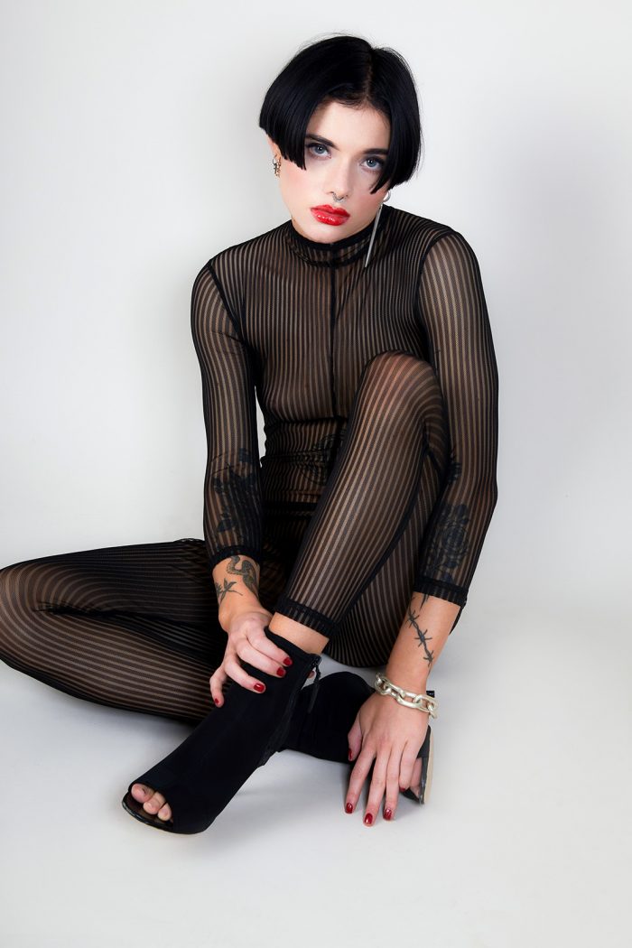 Catsuit Ouverte LAST NIGHT en voile noir – Image 4