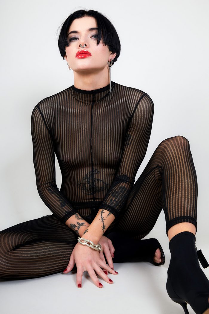Catsuit Ouverte LAST NIGHT en voile noir – Image 3
