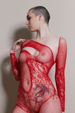 Catsuit Ouverte RED DESIRE en Résille Strass – Image 2