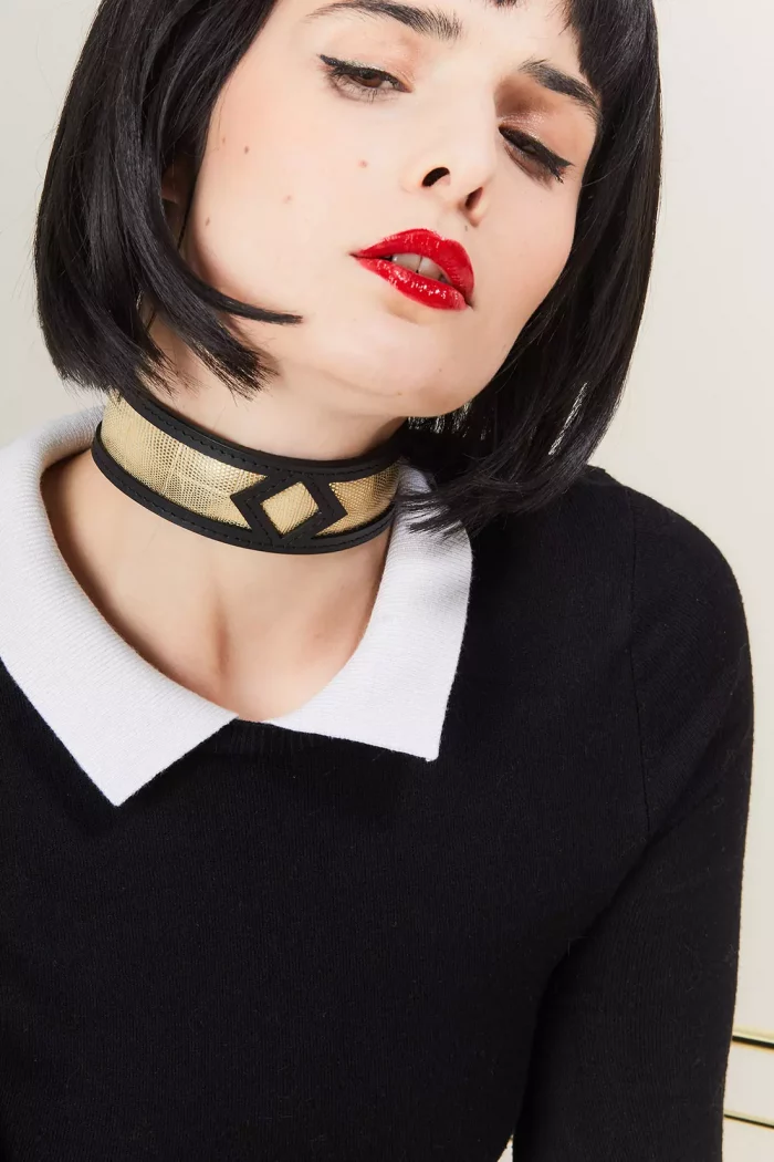 Choker en cuir Gold LADY LUCK x Abara – Image 1