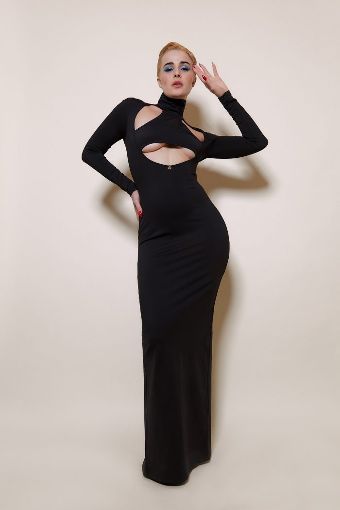 Robe noire ERNESTINE  découpe underboobs – Image 2