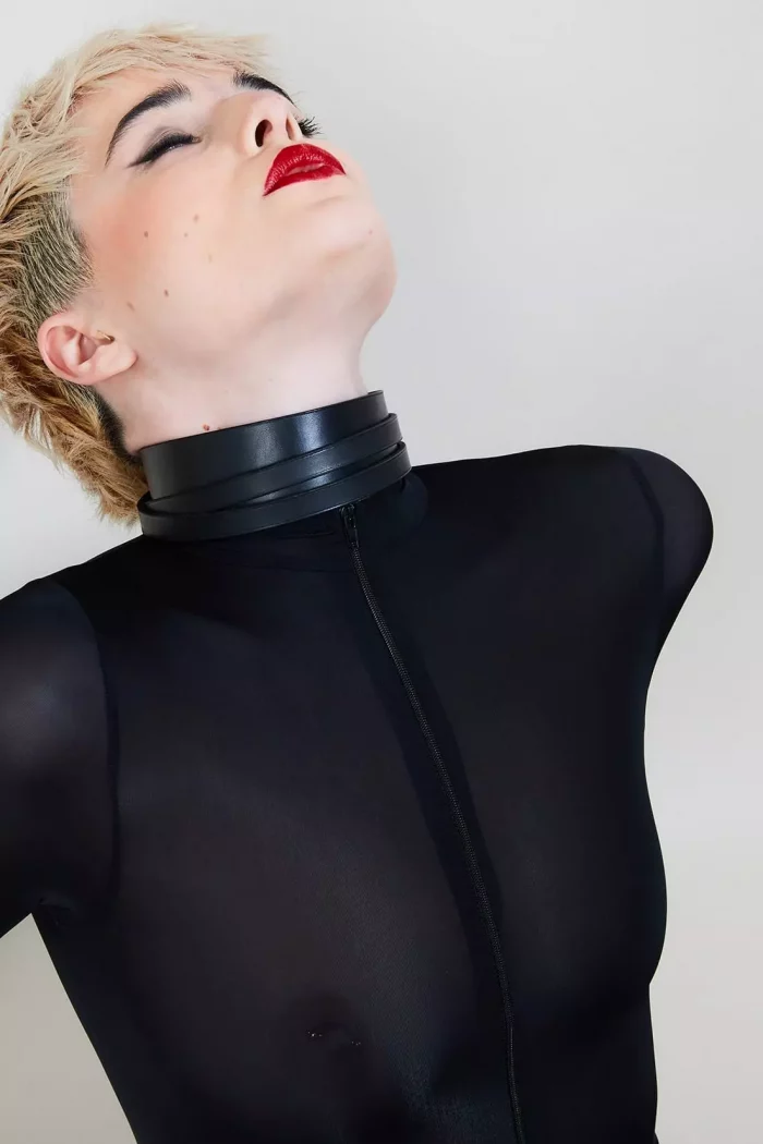 Catsuit UNZIP ME en zentai noir semi-opaque – Image 2