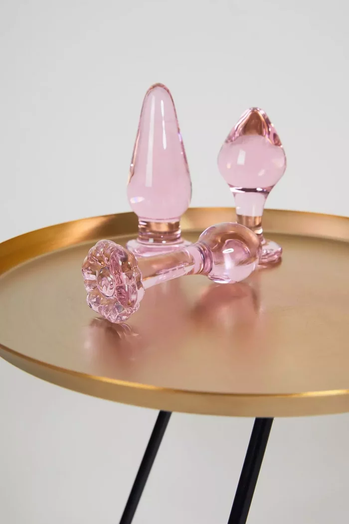Set x 3 Plug Anal Pink en verre MON AMIE LA ROSE – Image 6