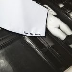 Mouchoir brodé en coton LOVE MY MASTER Fil Noir 🇫🇷