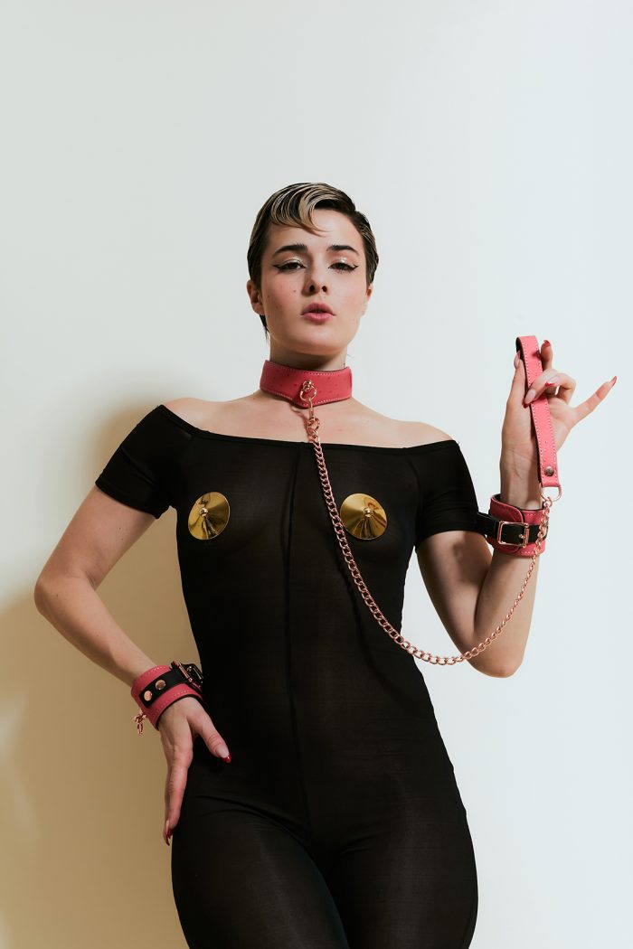 Set 2 pièces Collier 'O-Ring Curve' + Laisse PINKPARADISE x Liebe – Image 3