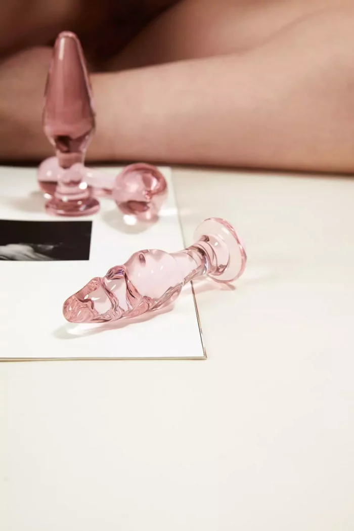 Set x 3 Plug Anal Pink en verre SEPTEMBRE ROSE – Image 2